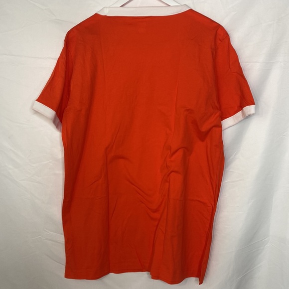 PINK Victorias Secret Short Sleeve Tee Orange White Trim Crew Neck Campus Large - Picture 9 of 9